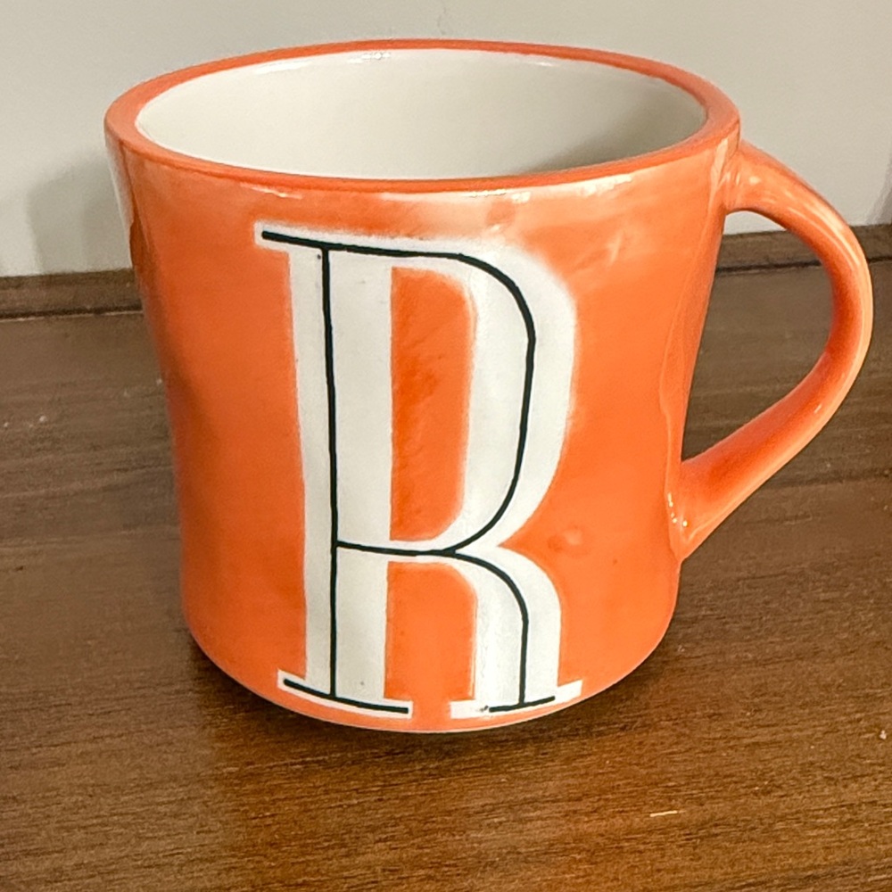 Anthropologie Colorway Mia Orange Monogram “R” Mug